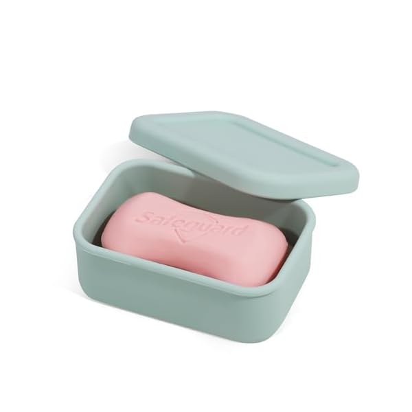 Leak Proof Silicone Travel Soap Case with Draining Layer, Travel Size Toiletry, Portable Soap Container for One Regular Bar Soap Perfectly, Shatter-Proof Soap Holder for Bathroom, Gym (Mint Green)