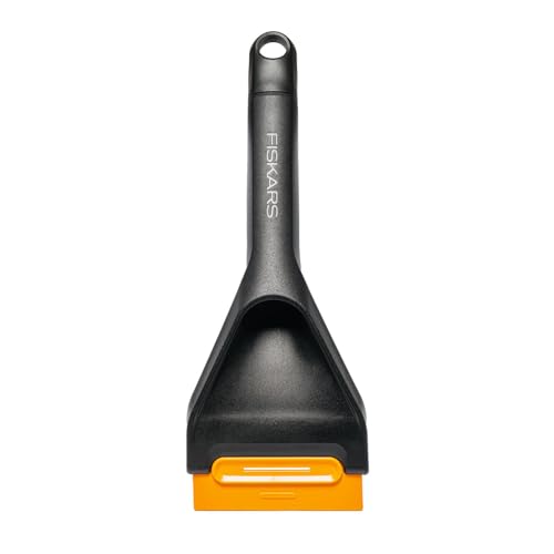 Fiskars Solid Auto-Eiskratzer mit Harter und weicher Kante, 26 cm, Mit austauschbarem Schaber, 1078497, Schwarz, Orange
