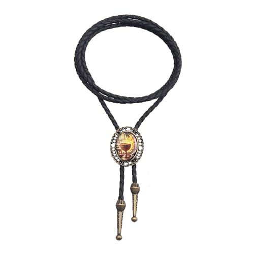 Image of AZORA Western Cowboy Bolo Tie Men Leather Necktie Leather Cord Turquoise Stone Bolo Ties for Men Women