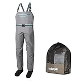 UNISPO Fly Fishing Waders, Breathable Chest Waders with Stockingfoot, Neoprene Hunting Wader with Pocket for Men and Women, Large