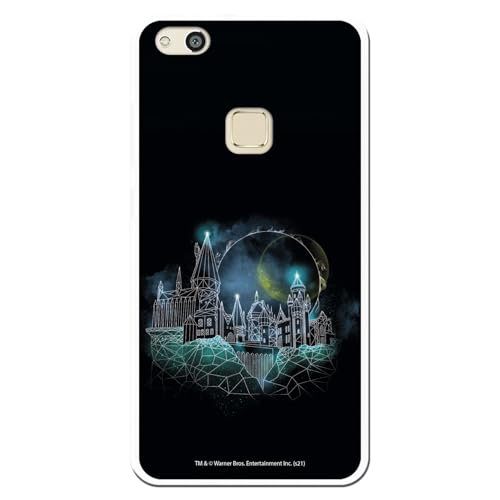 Custodia ufficiale Harry Potter compatibile con Huawei P10 Lite con design Castello Hogwarts - Cover in silicone TPU flessibile trasparente