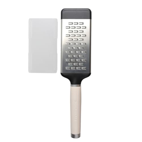KitchenAid - Râpe à Fromage en Inox avec Manche Arrondi, Dents Double Face - Couleur Blanc Amande