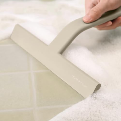 Image of dancemoon JustHang Shower Squeegee with Built-in Hook, 10-Inch Light Taupe