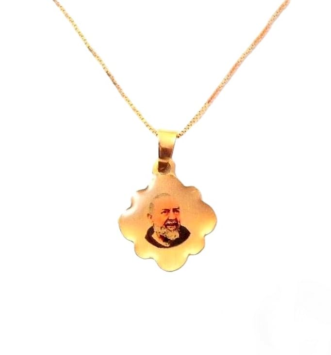 Materiale Oro giallo 18 Kt COLLANA CON CIONDOLO PADRE PIO IN ORO GIALLO 18 KT
