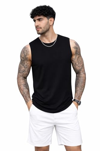 Image of Mens Tops Sleeveless Round Neck Polycotton T-Shirt for Gym, Running and Outdoor