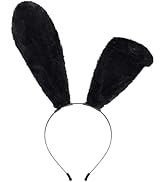 Handmade Faux Fur Rabbit Ears Headband Adjustable Bunny Ears Cosplay Headwear for Kids Adult Hall...
