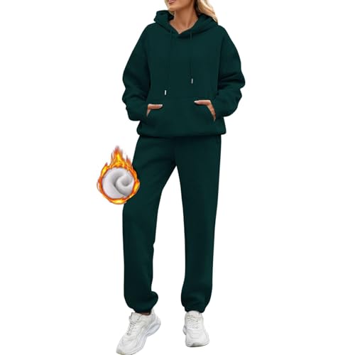 Chandal Mujer Invierno Polar Oversized Chándal Completo 2 Piezas Manga Larga Sudadera con Capucha y Pantalón Conjunto Dos Piezas Conjuntos Deportivos Fitness Jogging Ropa Deportiva Sweatshirt