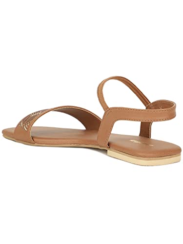 Image of Bata Women SANSA SANDAL Flats, Light Brown, (5613339)