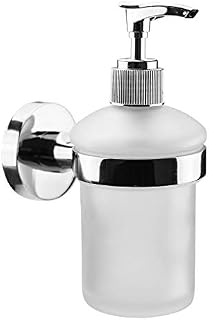 Tebery Liquid Soap Dispenser, Small Metal and glass Soap Pump for the Main and Guest Bathroom, Modern Hand Soap Bottle for Bathroom or Kitchen Sink, Frosted/glass