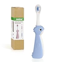haakaa Dinosaur Toothbrush for Kids 2-4 – Soft Bristles Baby Toothbrush with Silicone Handle, Non-Slip Grip & Tongue Cleaner | BPA-Free, Fun Training for Toddlers - Blue, 1 Count