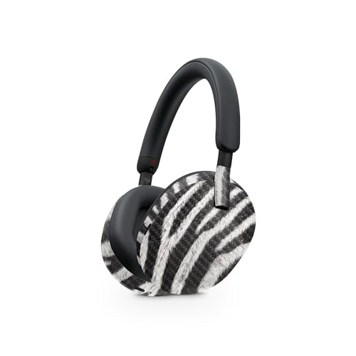 Image of MightySkins Carbon Fiber Skin Compatible with Sony WH-1000XM5 Headphones - Zebra Closeup | Protective, Durable Textured Carbon Fiber Finish | Easy to Apply