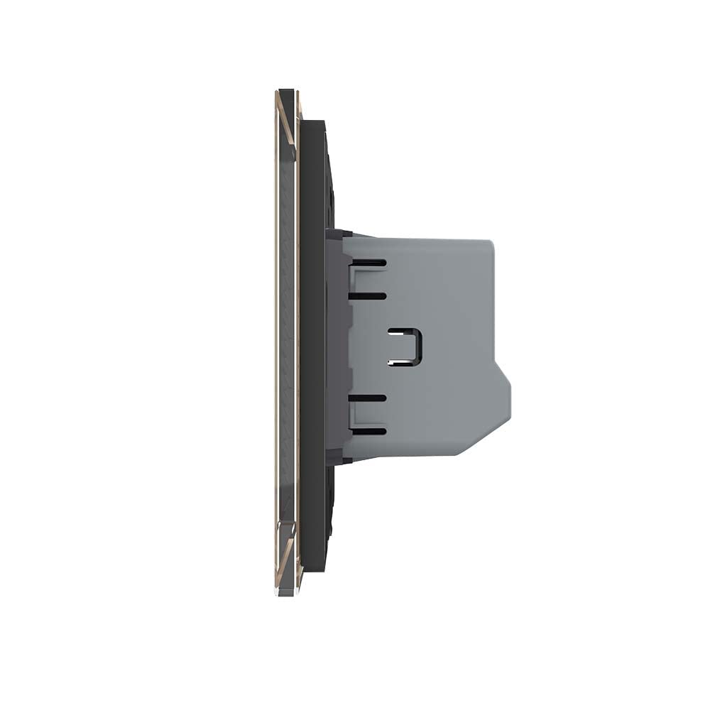 LIVOLO 2-facher dimmbarer Touch Lichtschalter Glasschalter Touchlichtschalter Dimmer Dimmerschalter Glas Wandschalter Glasblende Seriendimmer Gold VL-FC2D2-2G-C2-13