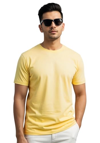 Image of ADRO Men's Cotton Solid Regular Fit T-Shirt