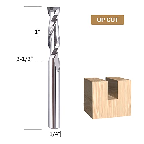 Spetool 5Pcs Spiral Router Bits Upcut 1/4 Inch Cutting Diameter 1/4 Inch Shank Hrc55 Solid Carbide Cnc End Mill For Woodwork Mortise Slot Carving Engraver #TOP1