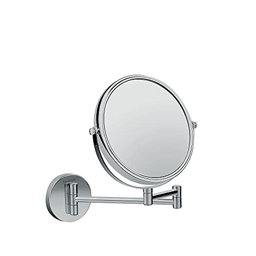 hansgrohe, Wandmontage, Kosmetikspiegel Logis Universal, Rasierspiegel schwenkbar, Make-up Spiegel, Chrom