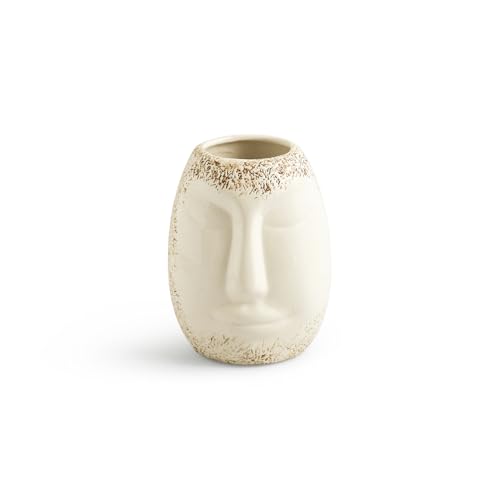 Image of ExclusiveLane 'Head To Head' Decorative Ceramic Flower Vase For Living Room Ceramic Vase for Home Decor Side Table Show Case Flower Vases Showpiece Gifts (Set of 2, 17.1 Cm, Handglazed Studio Pottery)