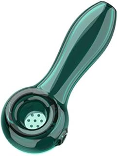 YoungRich Glass Pipe 7-Hole Spoon Thick Small Glass Pipe Heat Resistant Odorless Pocket Fit Chunky Beautiful Luster Gift for Father Husband and Collector Enthusiast Lake Green