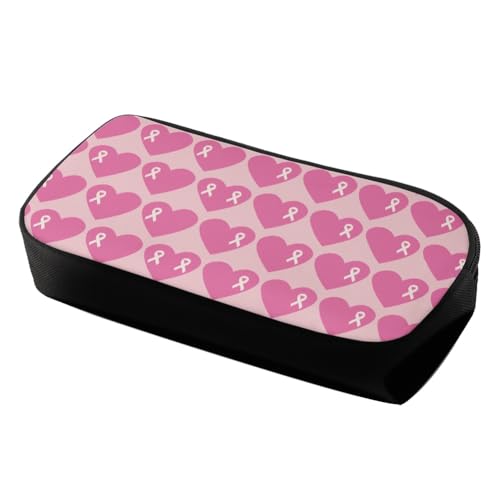 Image of Love Heart Breast Cancer Pencil Case for Men Women,Large Capacity Pencil Box for Boys Girls,Pencil Case Pouch with Zipper for School Work Travel