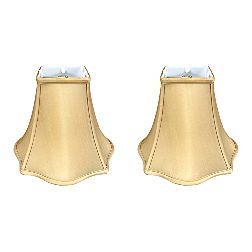 Image of Royal Designs, Inc. Regal Series Fancy Square Bell Lamp Shade, 4 x 10 x 8.5, Antique Gold, Pack of 2