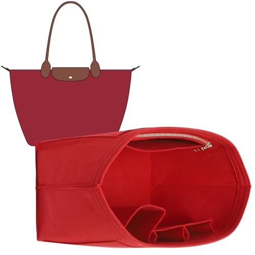 Doxo Felt Purse Organizer Insert for Longchamp Le Pliage Large Bag, Red