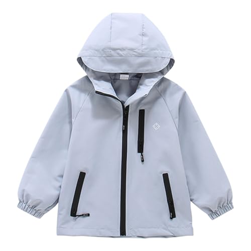 Kids Boys Waterproof Hooded Windbreaker Solid Windproof Athletic Jackets Girls Fall Thickened Thermal Outerwear Pockets