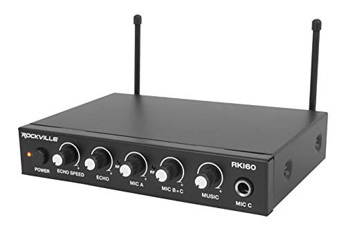 Rockville Rki60 Dual Uhf 8 Chan Wireless Microphone Karaoke Interface+Mic Mixer ,Black #TOP1