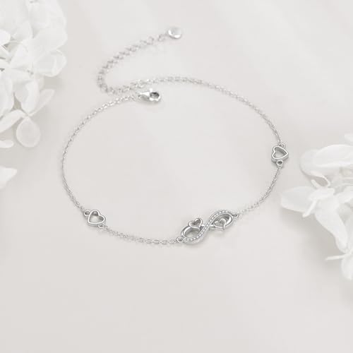 Image of VONALA Evil Eye Anklet 925 Sterling Silver Irish Celtic Knot /Witches Knot /Claddagh /Infinity Heart /Butterfly /Pineapple Chain Hotwife Anklet Foot Ankle Jewerly Gift for Women Mother Wife Sisters