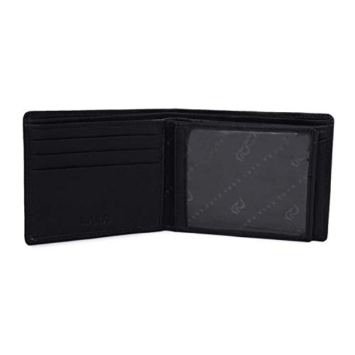 Image of KARA Black Men's Genuine Leather Wallet - Color Stitch Style Leather Wallet for Men with 6 Card Holder Slot