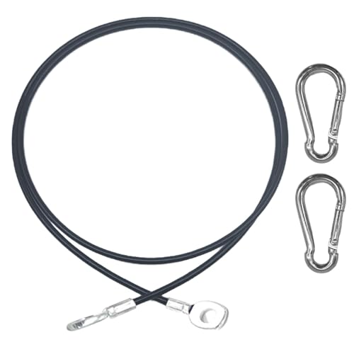 CampTeck U7280 Cable Acero Inoxidable para Gimnasio, Cable de Acero para Máquinas de Gimnasios, Cable Pulley para Polea de Máquina de Fitness con 2 mosquetones   Negro   1,5m