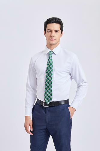 Image of HISDERN Ties for Men Formal Business Plaid Checked Mens Ties and Pocket Square Set Classic Wedding Necktie Handkerchief