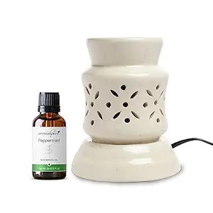 Aromahpure Dark Blue Electric Ceramic Pollar Diffuser 15 ml Fragrance Oil | Scented Diffuser Charming Rose | Elegant Diffuser for Home, Mandir, Office, Desk Decoratives, Gifting