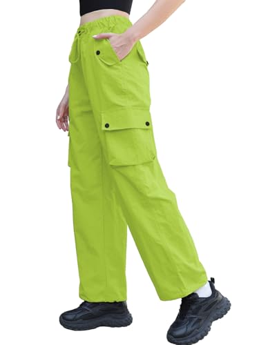 Image of Cromoncent Cargo Pants Girls & Women Parachute Pants Y2K Baggy Rave Clothes Waterproof with Pockets, 6 Years - 3XL
