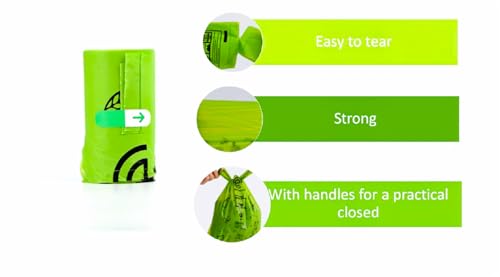 Image of Disposable Diaper Bags, Compostable, Baby Poop, Sacks with Handles for Convenient Disposal, Multipurpose, Leak-Proof, 100 count
