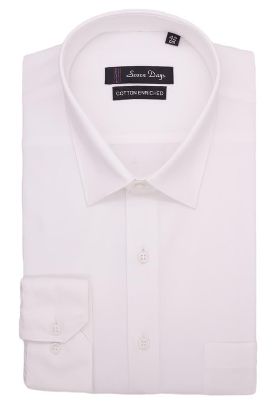 Image of 7-DAYS Men's Premium Formal Shirt - Cotton Rich, Regular Fit, Full Sleeve, Wrinkle-Resistant, with Pocket, Durable & Easy Care - Perfect for Office Wear & Under Suits