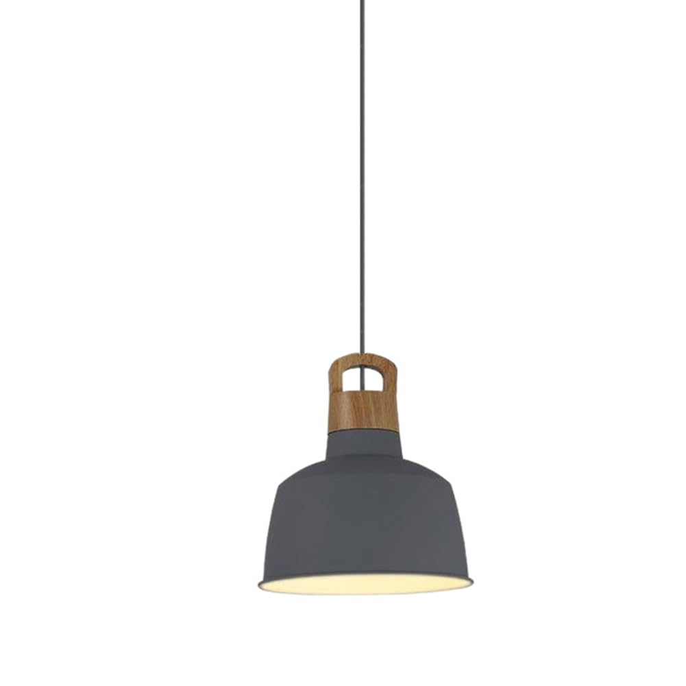 Suspension bois et métal grise : la solution d'éclairage pour entrée sombre