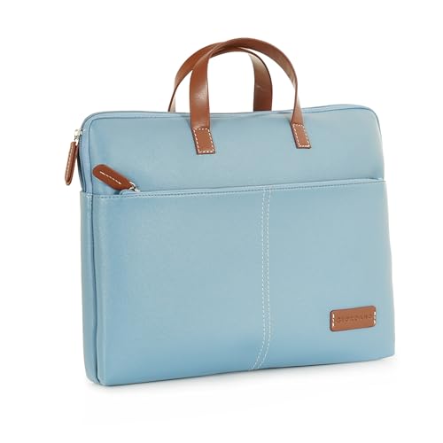 Image of Giordano Unisex 15 Inch Laptop Sleeve PU Bag for Professionals | Premium Leatherette | Water-Resistant & Padded Slim-Fit with Trolley Strap for Men & Women