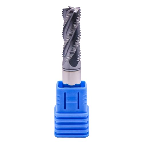 Image of 4 Flute Solid Carbide Roughing End Mill(1Pc, 3 /8 inch), ALCrSiN Nano Coated | 35 Helix, 3 /8 inch Cutting Dia, 3 /8 inch Shank Dia, 1 inch LOC, 2-1 /2 inch OAL, for Milling Alloy Steel, Carbon Steel, Cast Iron