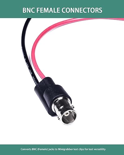 Image of BNC Test Leads, BNC to Mini Grabber Test Clip, Test Lead Breakout Cable for Multimeter, 5A Current Rating, 2 Pack