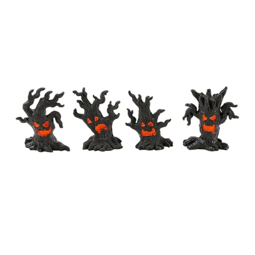 4 個ホラーハロウィン木の切り株幽霊のようなミニチュア装飾品樹脂置物パーティーガーデン風景装飾