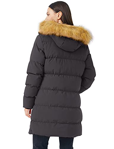 WenVen Women's Winter Thicken Puffer Coat with Fur Removable Hood (Charcoal, L)