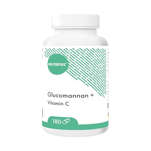 Nutritec 120 Glucomannan Kapsel aus Konjakwurzel - 3282 mg Conjac pro Tag - vegan mit Vitamin C - deutsche Qualität