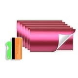 6Pcs 4'x6' Pink Satin Chrome Vinyl Wrap Compatible with GMC Emblem Overlay Sticker Decal Front Rear Film Sheet Not Pre-Cut Free Tool Kit