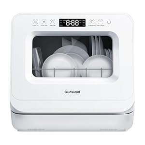 Portable Countertop Dishwasher, 7L Detachable Water Tank, 6 Programs,No Hookup Needed, 192℉ HI-Temp Hygiene, Hybrid Drying & Preserve Fuction, Mini/Small Dishwasher for RV & Apartment,White