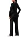Vest Pants Suits for Women Dressy 2 Piece Business Casual Outfits Long Sleeve Blazer Wide Leg Pants Pantsuit SetsBlack M