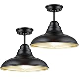 FLQMYQ Farmhouse Semi Flush Mount Ceiling Lights, Modern Ceiling Light Fixture with Black Finish for