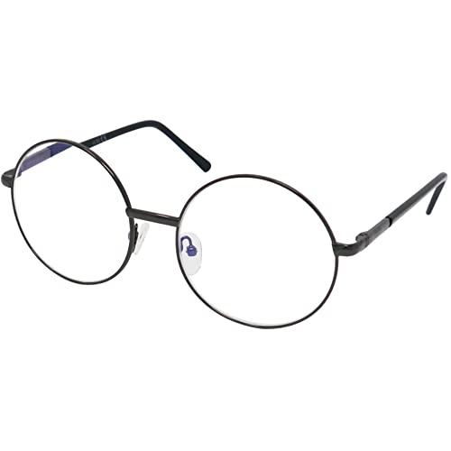 Mini Brille Gafas Redondas de Lectura con Filtro de Luz Azul, Funda GRATIS, Montura de Acero Inoxidable (Grafito) para Mujer +1.5 Dioptrías Cover
