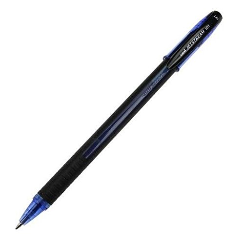 UNIBALL Lot de 6 Stylos bille encre gel Jetstream 101 pointe moyenne 1mm bleu, idéal pour gauchers