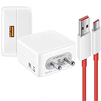 Image of Original 65 watt Warp Fast USB Type-C Cable Charger for OnePluss 8 pro|7 Pro|7|6T|6|5T| 5|3T|3 (Adapter & Cable),Red (CXQ509)