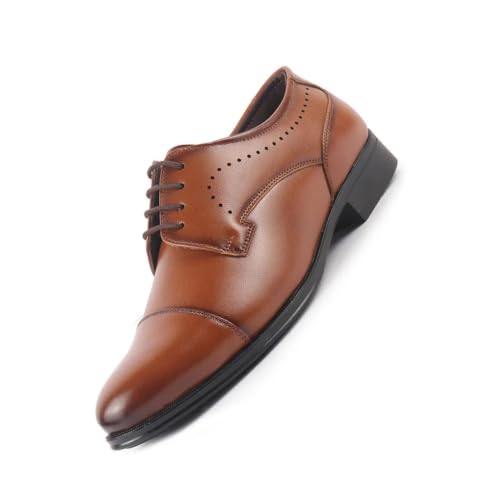 Image of FAUSTO Men Formal Classic Office Lace Up Derby College Shoes | Evening Party, Event, Wedding Tuxedo Oxford Shoe | Memory Cushioned Insole