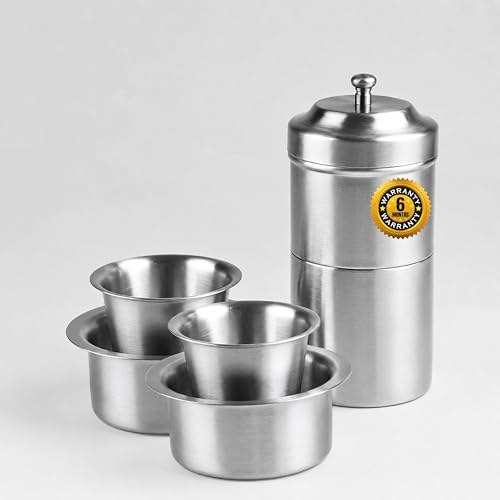 Image of Premium Stainless Steel Coffee Filter 250 ML Capacity with 2 Set of Dabra, South Indian Drip Coffee Maker | Madras Kaapi Maker Small Size For 3-4 Cups, Reusable Filter